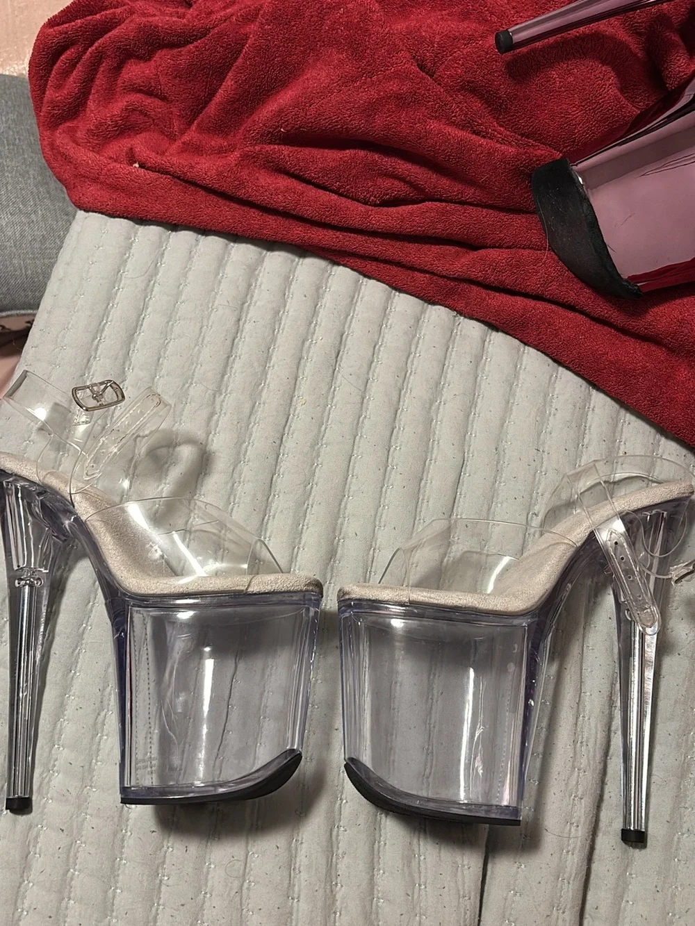Pleaser Clear Platform Stiletto Sandals - Picture 2 of 4